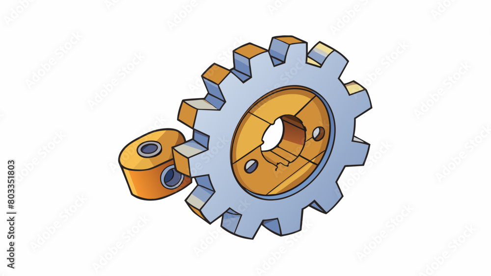 Aufkleber Mechanical Object A broken gear causing a malfunction in a device hindered by its inability to rotate smoothly due to missing or damaged teeth.. Cartoon Vector