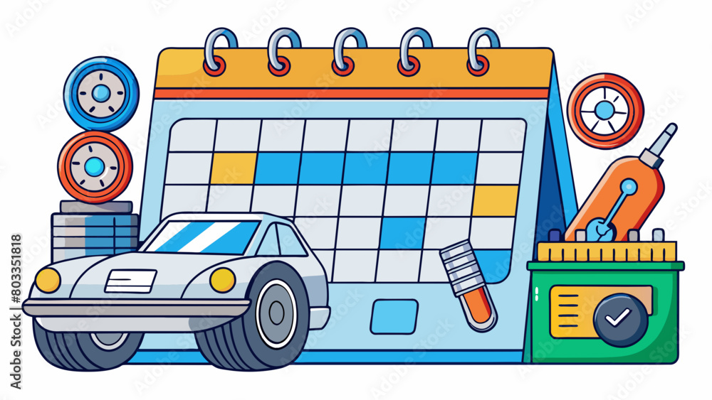 Poster monthly car maintenance schedule the schedule outlines when the car should be taken for an oil chang