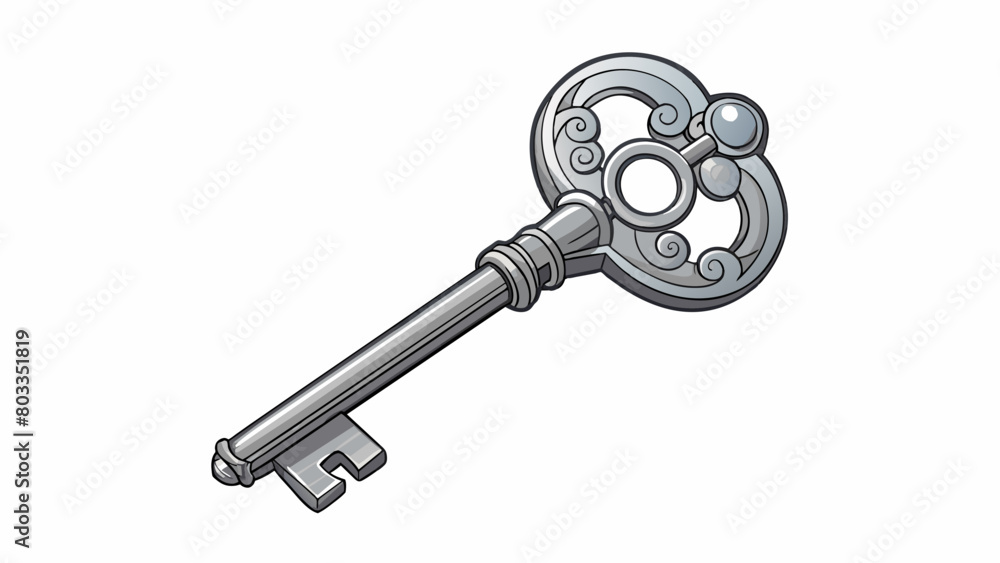 Poster member a silver key with a complex design and a personalized engraving. it opens an exclusive area s