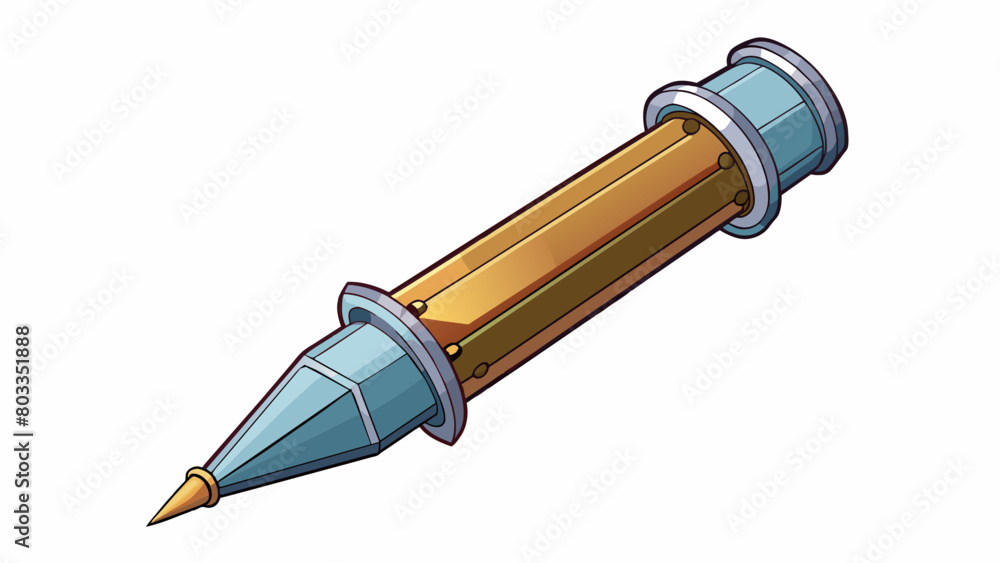 Poster Object B A sy cylindrical object with a pointed tip and a sharp edge. It is made of a hard matte material and has a textured grip along one end. The. Cartoon Vector