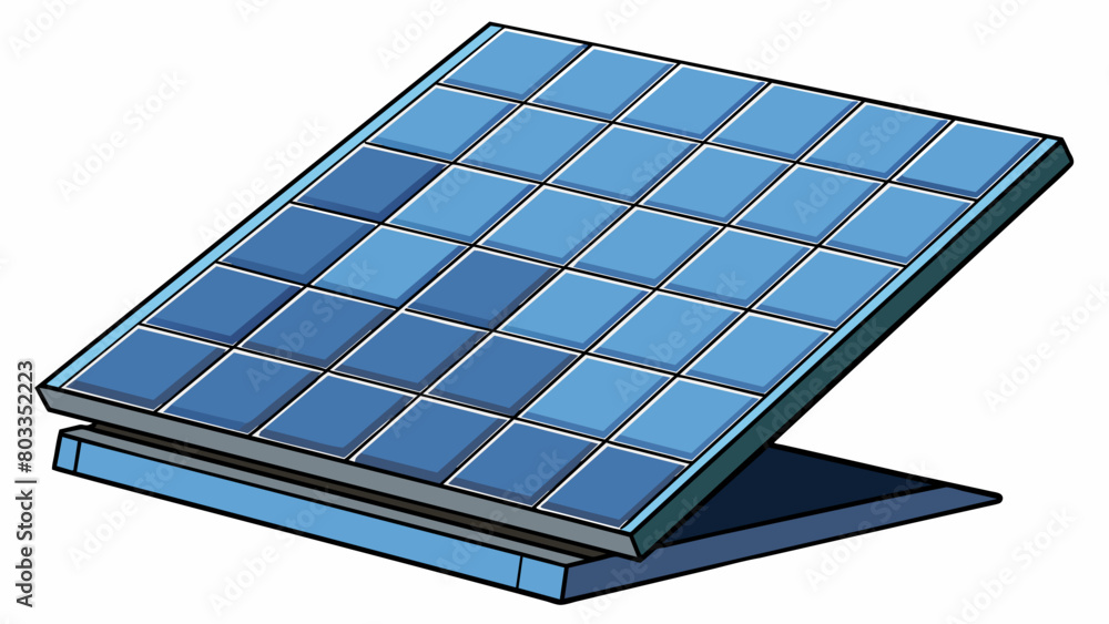 Poster Solar panels Flat rectangular panels made up of small reflective cells that absorb sunlight and convert it into usable electricity.. Cartoon Vector