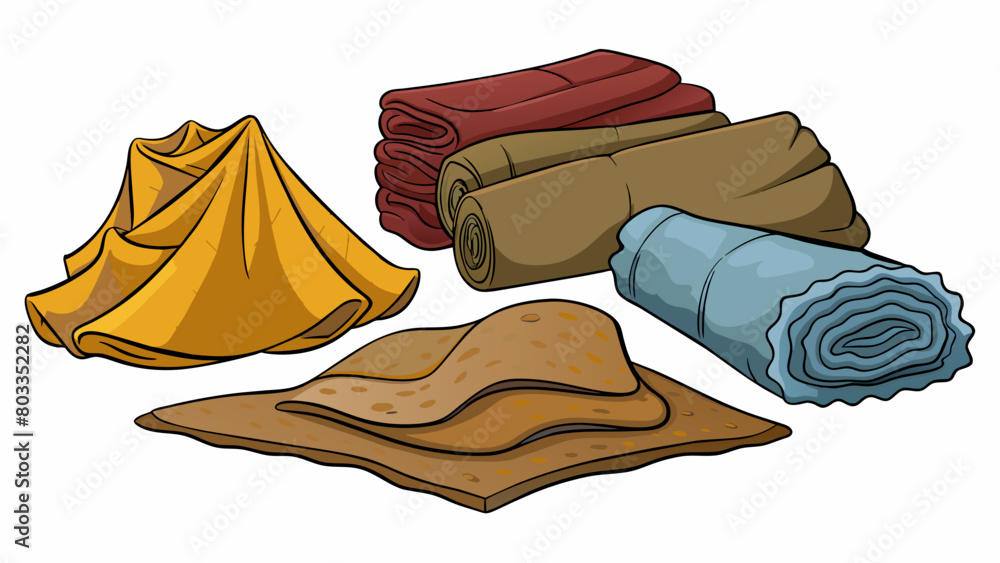 Poster Texture variation A collection of fabrics each with a distinct feel such as soft velvet rough burlap or smooth silk.. Cartoon Vector