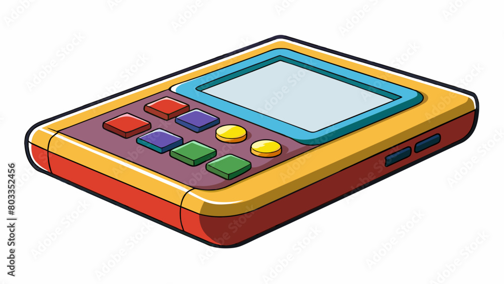 Fototapete The editor is a simple portable device with a colorful plastic exterior. It has a small rectangular shape and easily fits into the palm of your hand.. Cartoon Vector
