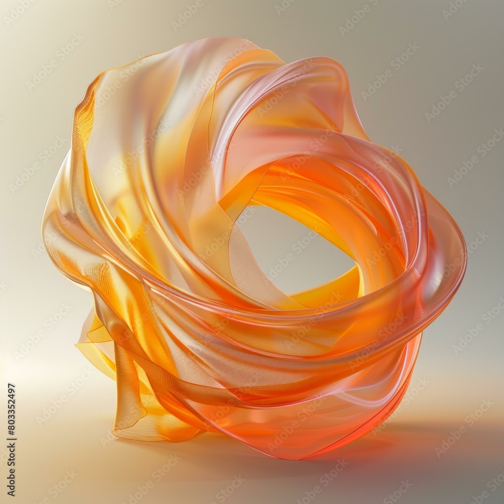 Poster 3d rendering of a twisted orange translucent torus