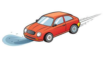 The car zoomed down the highway leaving a trail of dust behind. Its shiny black exterior gleamed under the golden rays of the sun while the wheels. Cartoon Vector
