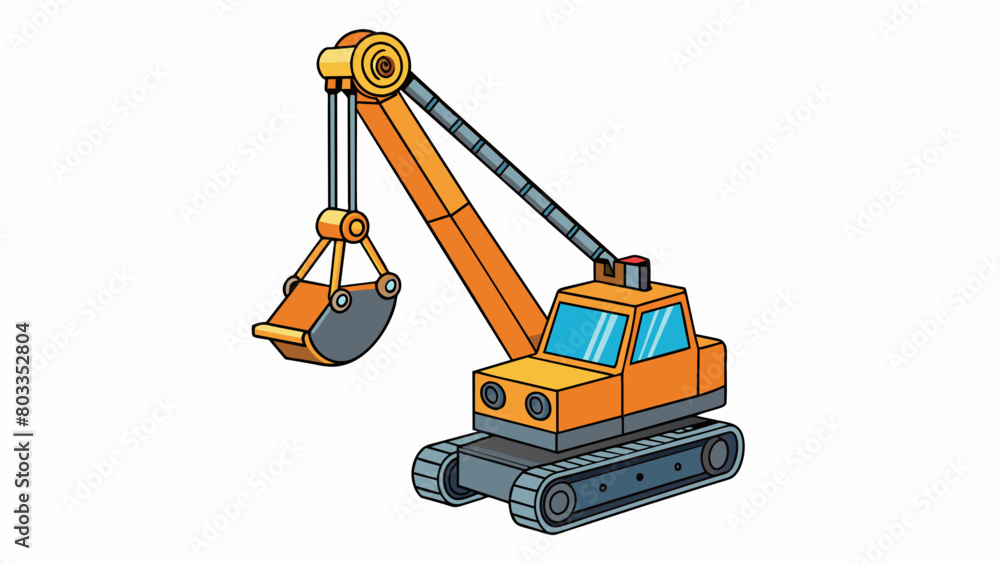 Poster The remotecontrolled crane with its miniature size could easily navigate through tight spaces. Despite its small stature it was equipped with sy legs. Cartoon Vector