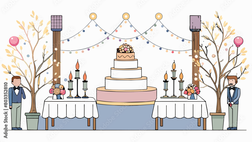 Poster the reception hall was decorated with elegant string lights and centerpieces made of glittering bran