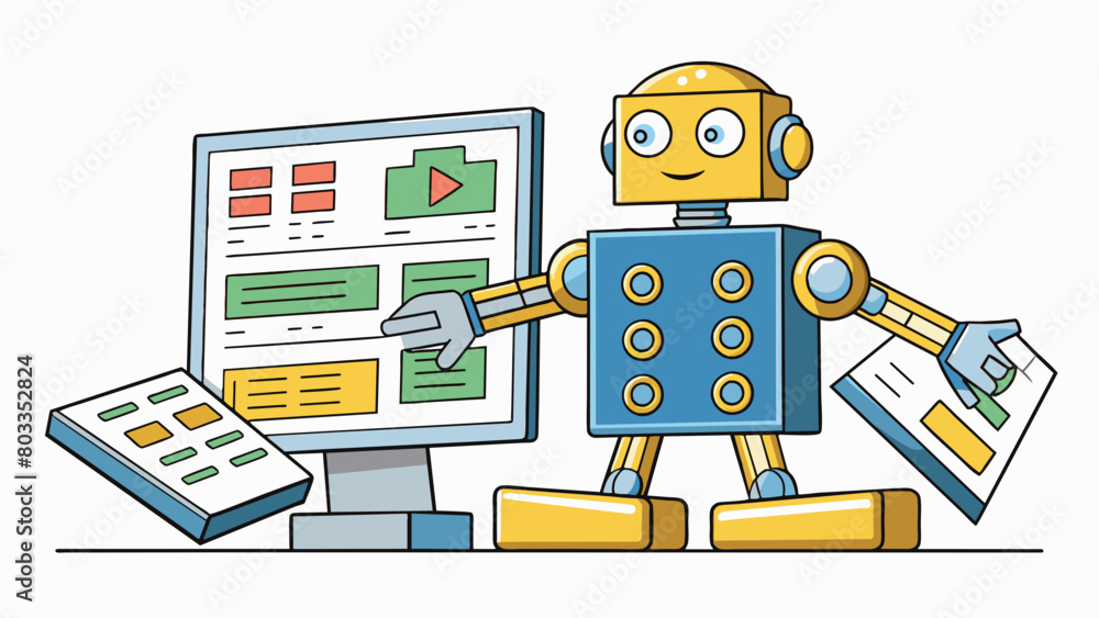 Leinwandbilder The robots programming code consisted of a series of precise instructions each represented by a unique symbol and arranged in a specific order to. Cartoon Vector