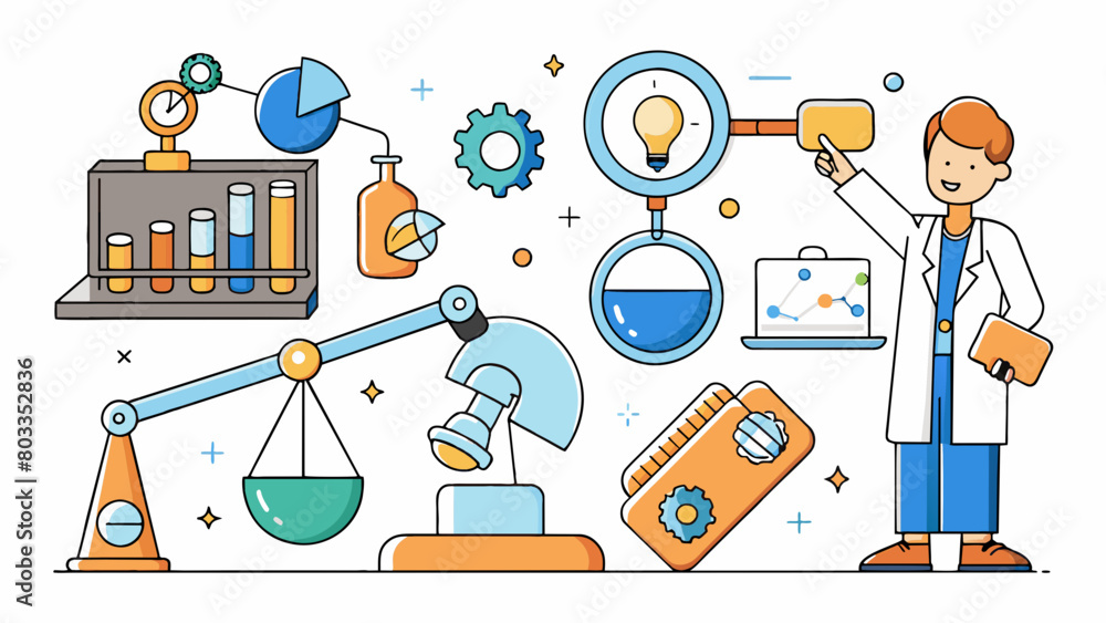 Poster The scientific od is a process of inquiry used to understand and explain natural phenomena. It involves making observations forming a hypothesis. Cartoon Vector