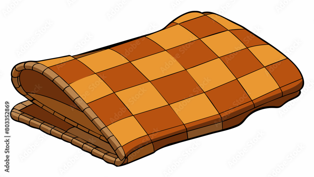 Poster The second candidate is a cozy blanket soft and warm to the touch. It is made of a wool blend featuring a checkered pattern in soothing earth tones.. Cartoon Vector