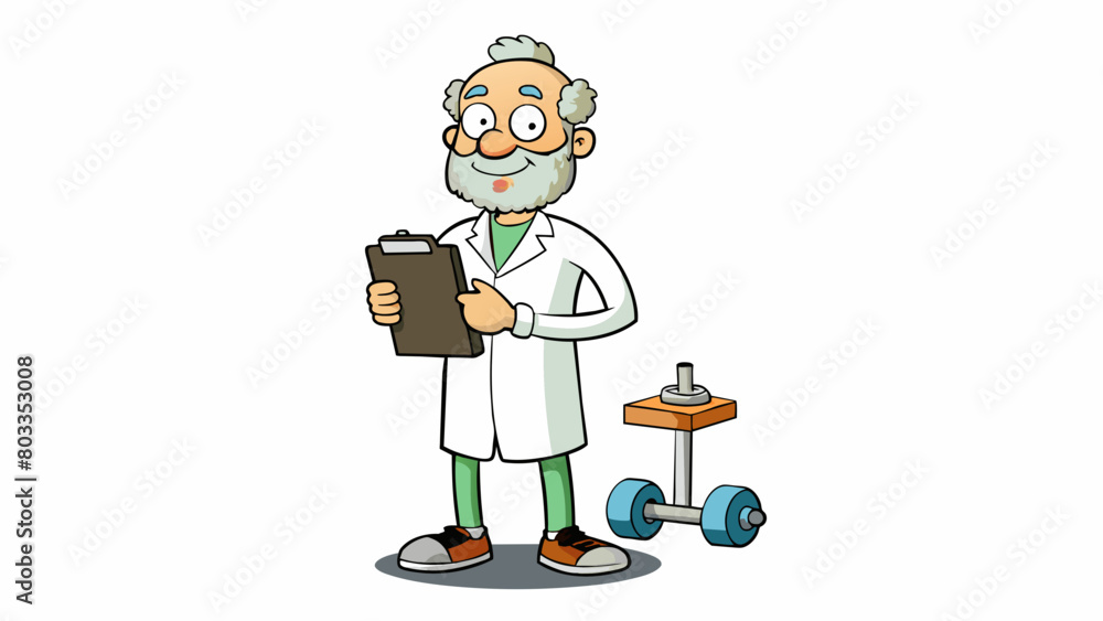 Poster the trainer was a middleaged man with a kind face and a gentle demeanor. he was wearing a white lab 
