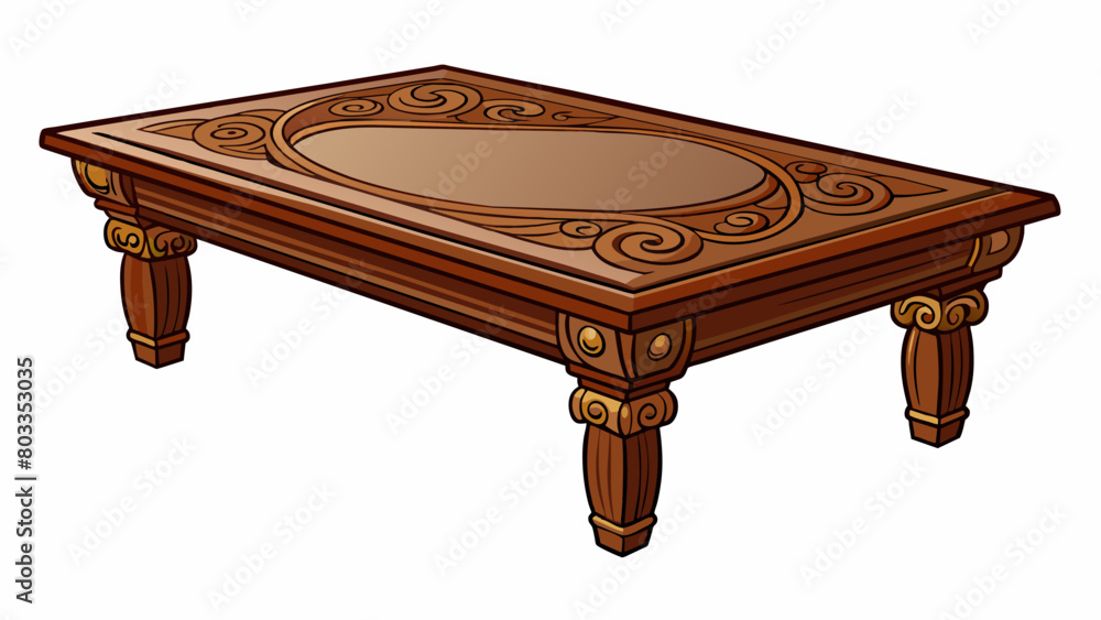 Aufkleber the third illustration is of a wooden object with four legs and a flat surface on top. it has a dark