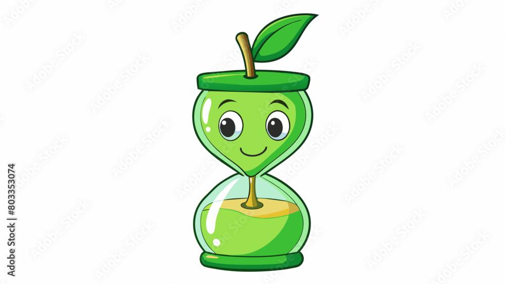 Poster this apple has a distinct shape almost like an hourglass with a plump bottom and a tapered top. its 