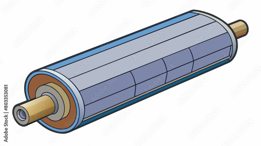 Aufkleber This conveyor roller is a cylindrical metal object with a smooth surface. It is approximately 6 inches in diameter and has a series of evenly spaced. Cartoon Vector