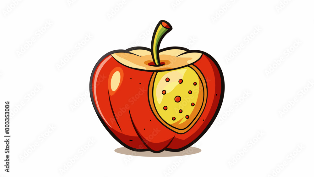 Poster this apple is a nod to autumn with its warm golden skin and speckles of red and orange. its shape is