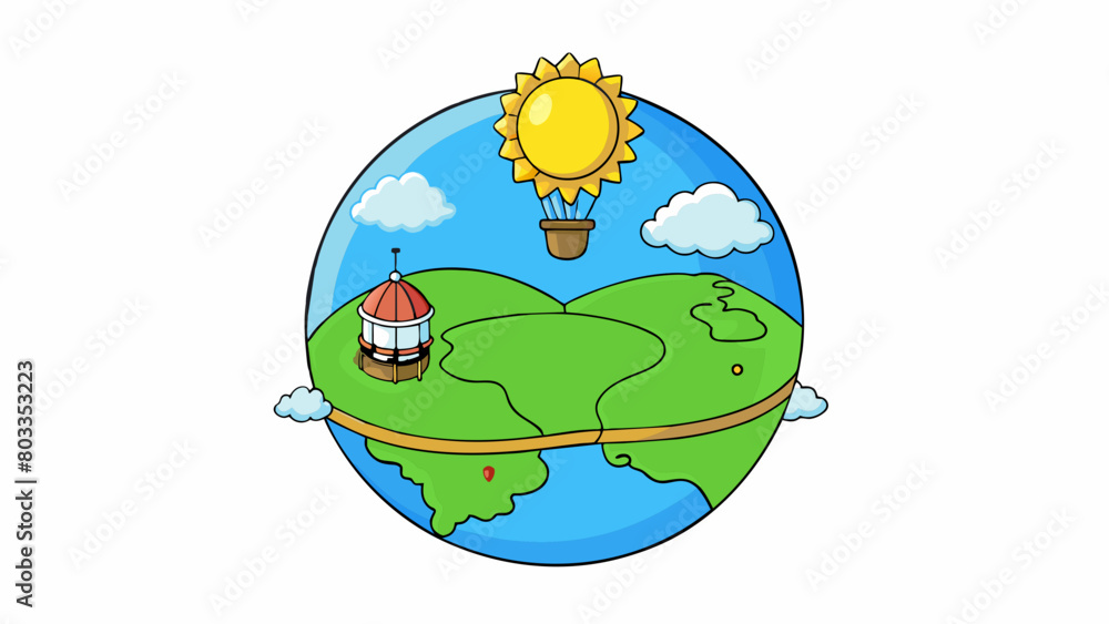 Poster up picture yourself floating in a hot air balloon high above the earth. white fluffy clouds swirl ar