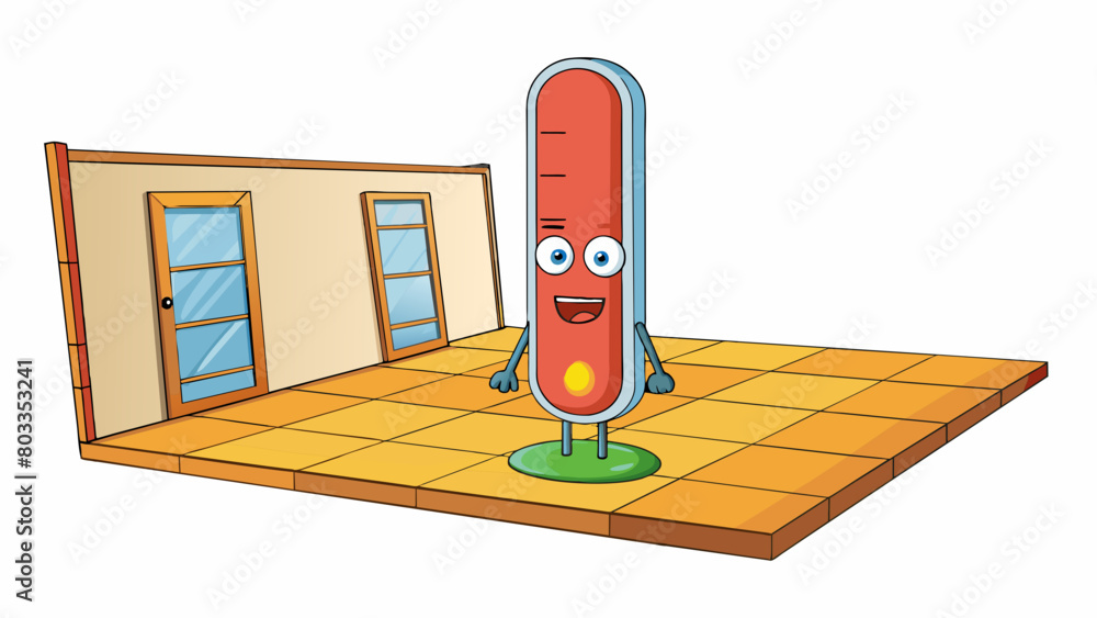 Poster Using a thermometer to measure the temperature of a room The room is a contained space that can be heated or cooled. It has a specific temperature. Cartoon Vector