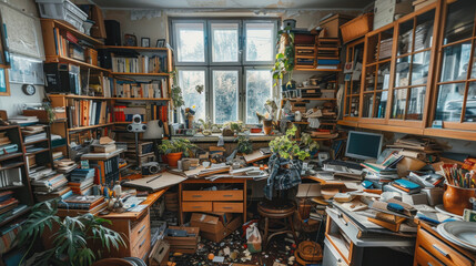 Naklejka premium Hoarder's apartment full of old stuff
