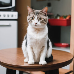 A cat sitting on a table