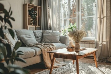 Large and luxurious interiors of a modern living room in 3d. Digitally generated image of a fully furnished living room.