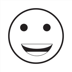 Face smile icon positive neutral.   Happy face emoji vector icon.  Black color and simple solid, Symbol, vector  illustration.
