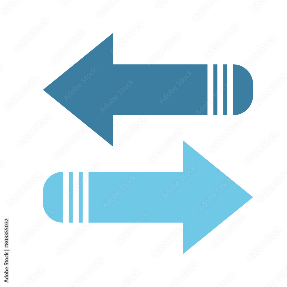 Poster simple left and right arrow icon, vector. set of blue arrow icon. horizontal arrow silhouette, icon,