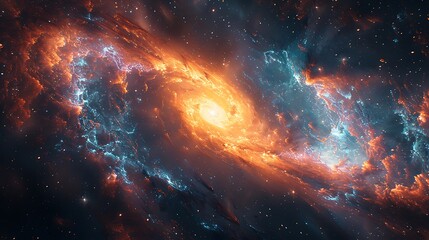 Fototapeta premium Visualize a supernova explosion as a symphony of colors, with swirling reds, blues, and purples in a chaotic dance.