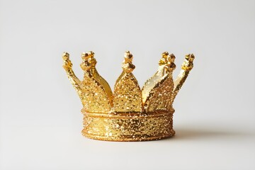 zeimage Glittering Gold Crown on White Background