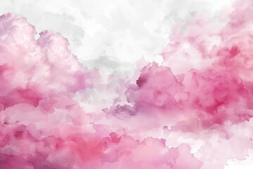 Close up of pink and white cumulus clouds in the violet sky, like a painting