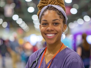 Portrait of a young African-American female medical professional smiling