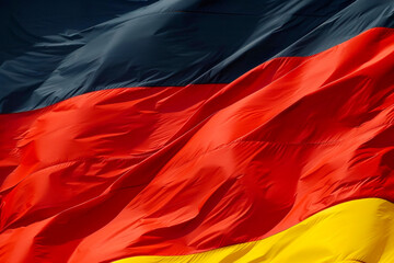 Vibrant German Flag Waving Elegantly, Symbolizing National Pride and History.