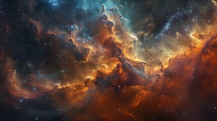 Fototapeta premium Visualize a nebula depicted as a blooming flower in the cosmic garden, with petals of gas clouds spreading in vibrant colors across the space.