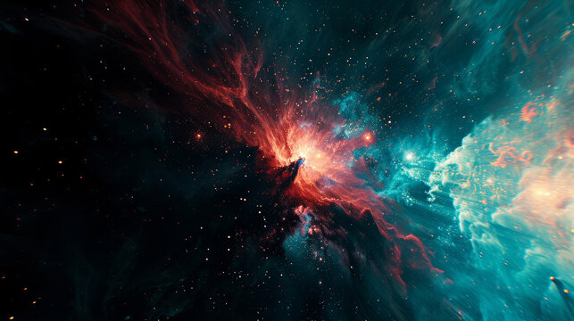 Celestial Symphony: Vibrant Nebula and Galactic Splendor in the Depths of Space