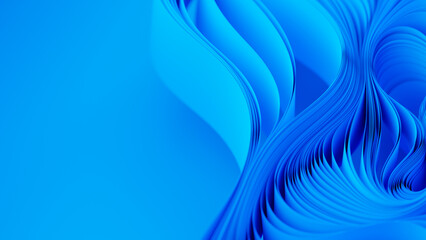 Blue layers of cloth or paper warping. Abstract fabric twist. 3d render illustration