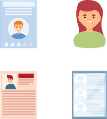 Headhunting icons set cartoon vector. Recruitment and headhunting agency. Candidate selection concept