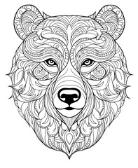 PNG Bear head sketch doodle drawing.