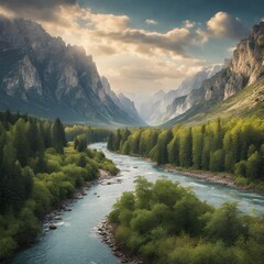 Mountain Majesty Rivers Winding Through Pristine Landscapes
