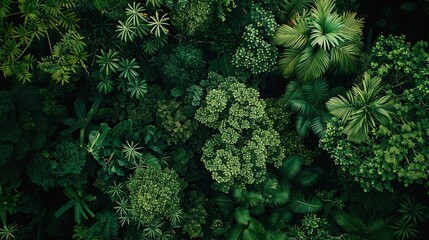 View from above, green forest from aerial drone.