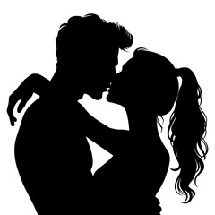 Couple kissing silhouette. Vector illustration