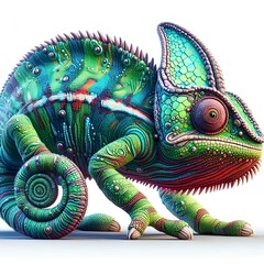 Beautiful big wild chameleon looking forward is shown in full length Ai generated
