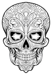 PNG Skull sketch doodle drawing.