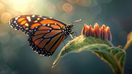 Monarch Butterflys Aweinspiring Emergence from Chrysalis in a Warm Forest