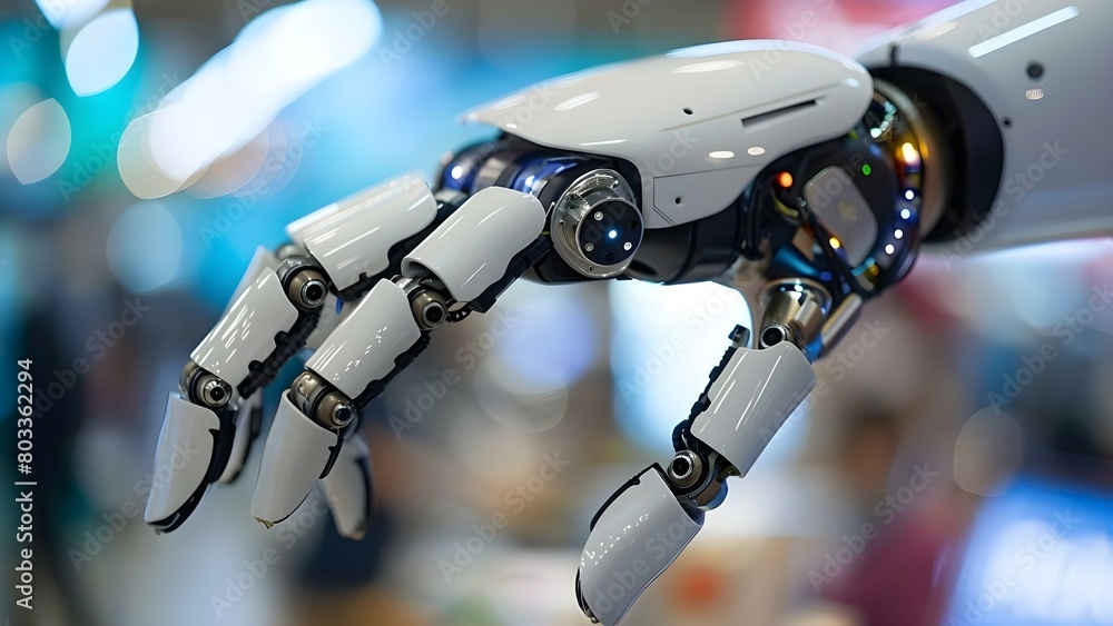 Poster image of automation or ai robot replacing jobs in service industry . concept automation, artificial 