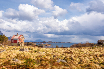 nature sceneries inside the area surroundings of Leknes, Lofoten Islands, Norway, during the spring...