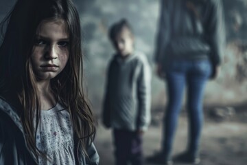 Obraz premium Abuse within families causes pain, fear, and trauma, undermining trust and safety.