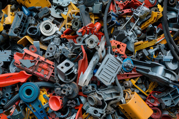 Close-up Discarded Mechanical Parts Manufacturing Waste