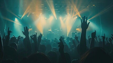 concert music live crowd raised hands audience backlight band club dancing entertainment event festival