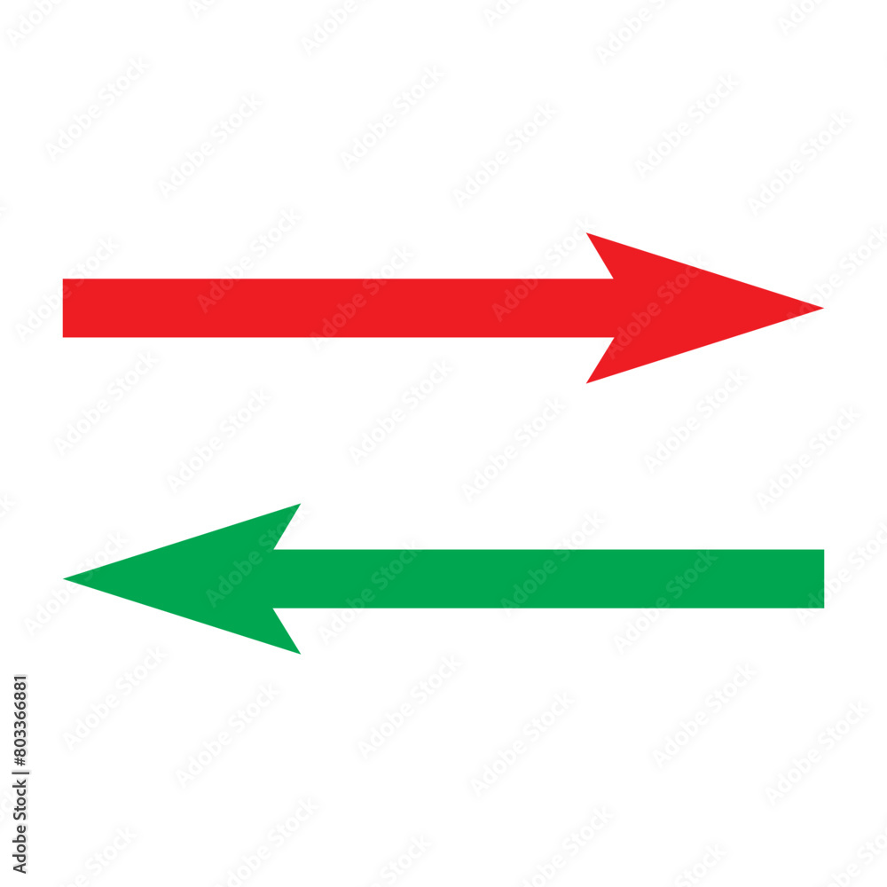 Poster long horizontal arrow vector. set of arrows. red and green horizontal arrow icon, vector. arrow icon