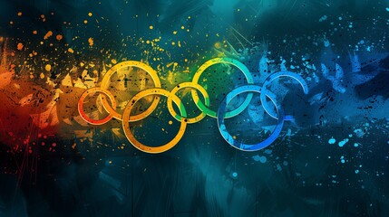 Abstract colorful grunge background with colorful rings and effects. Competition background