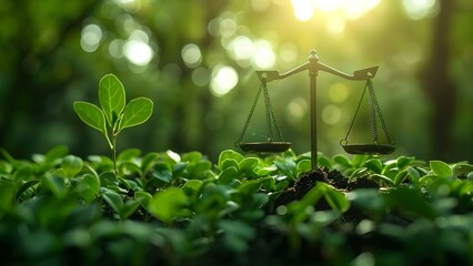 Green legal practices symbolize financial investments in environmental protection and justice . Concept Sustainable Investing, Green Finance, Corporate Responsibility, Environmental Justice